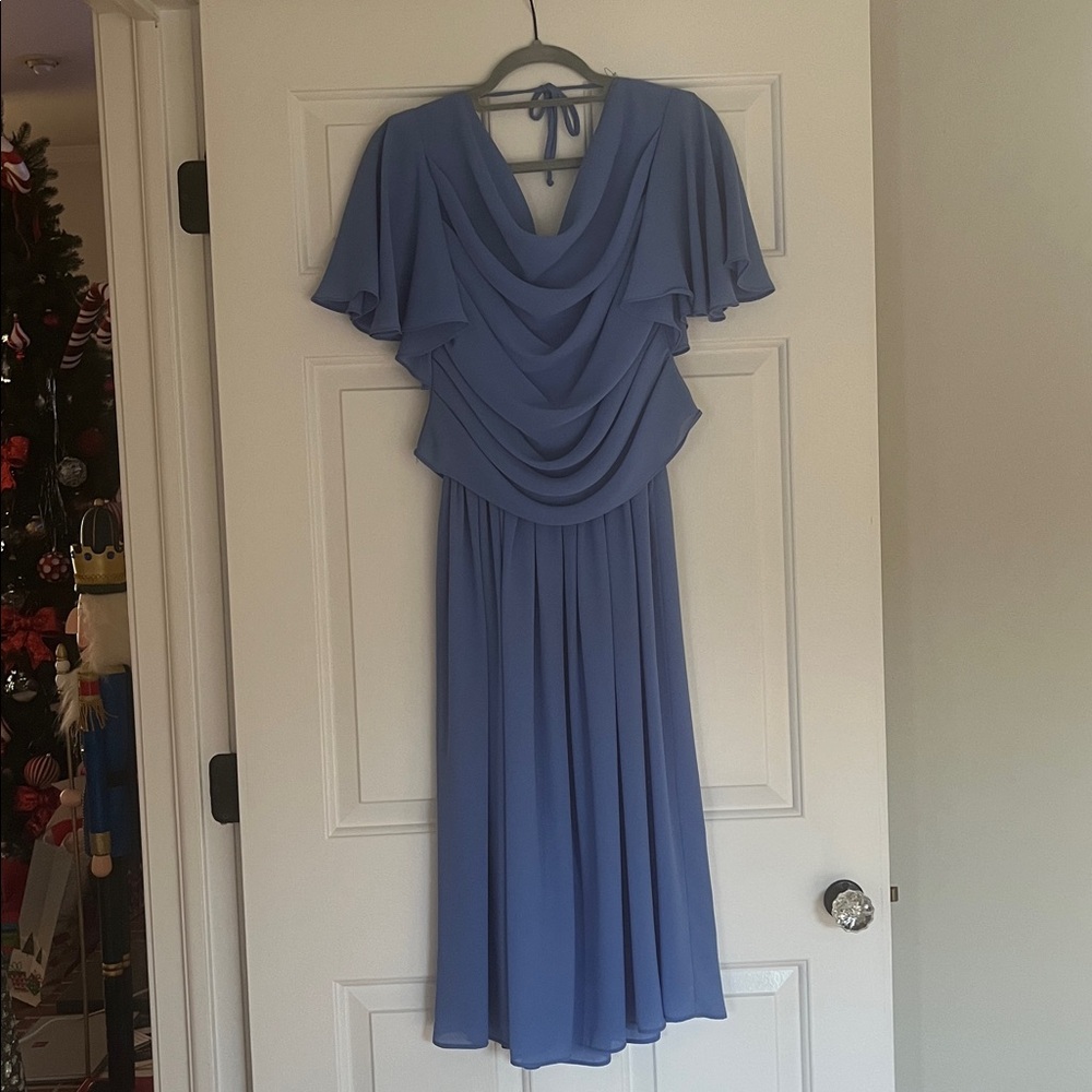Vintage Toni Todd Chic Blue Draped Maxi Dress